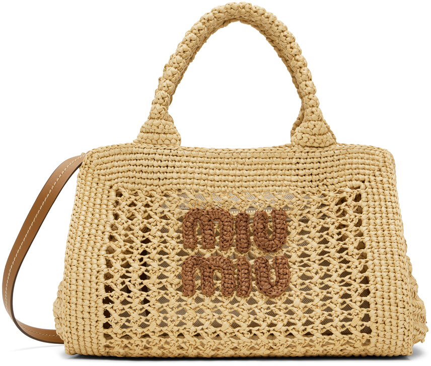 Miu Miu: Beige Crochet Bag | SSENSE Canada