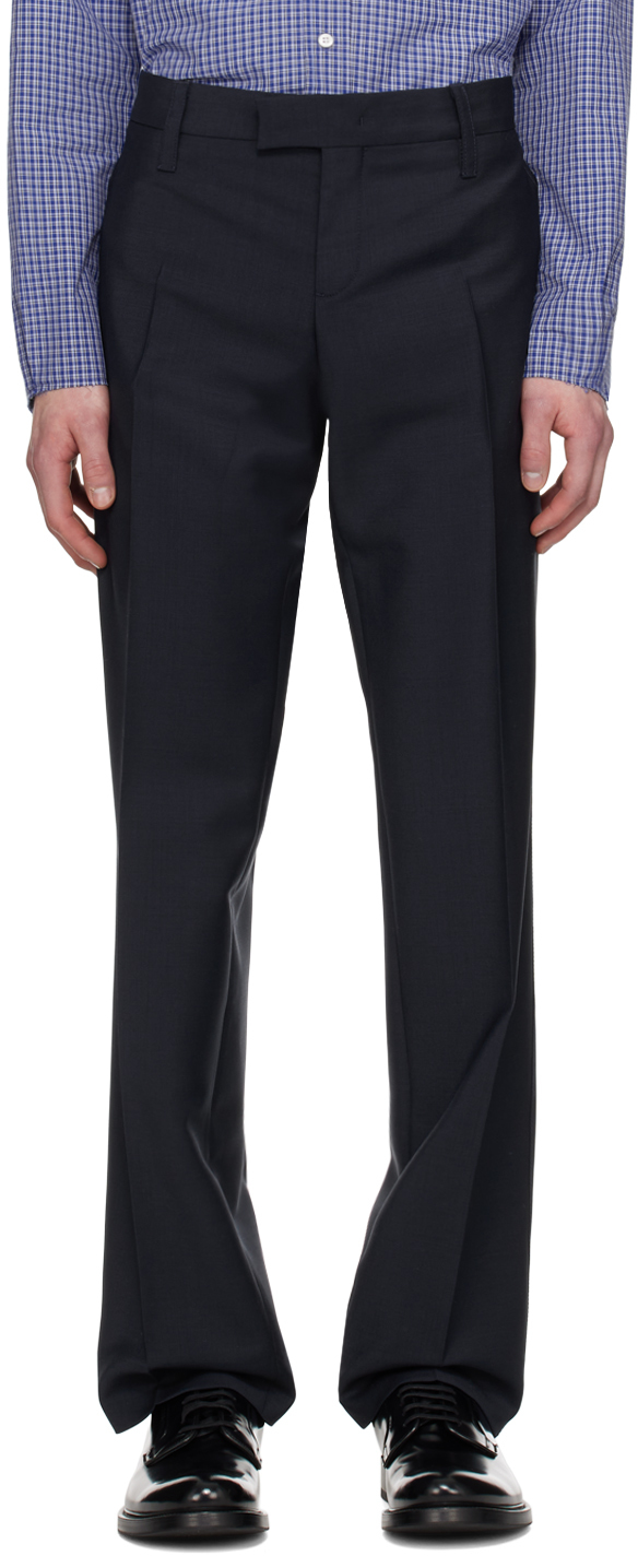 Miu Miu: Navy Low-Rise Trousers | SSENSE Canada