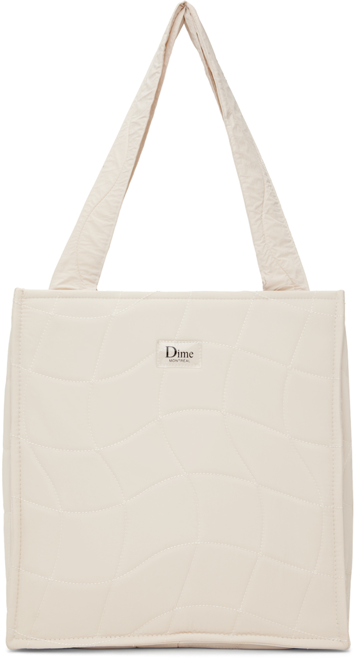 Dime Beige Quilted Tote In Neutral