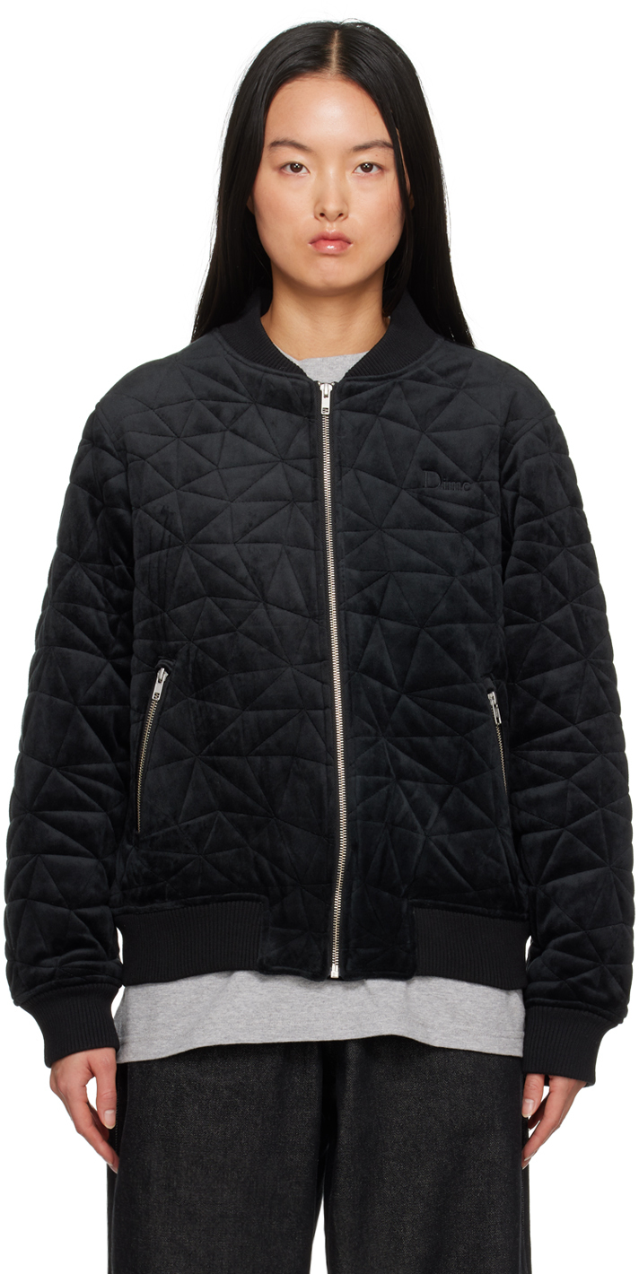 Black Quilted Bomber Jacket