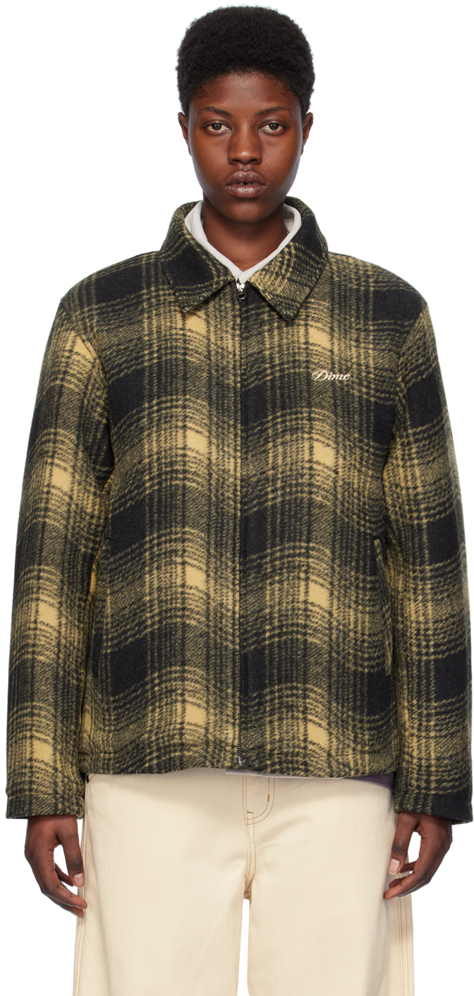 Dime: Tan & Black Wave Plaid Jacket