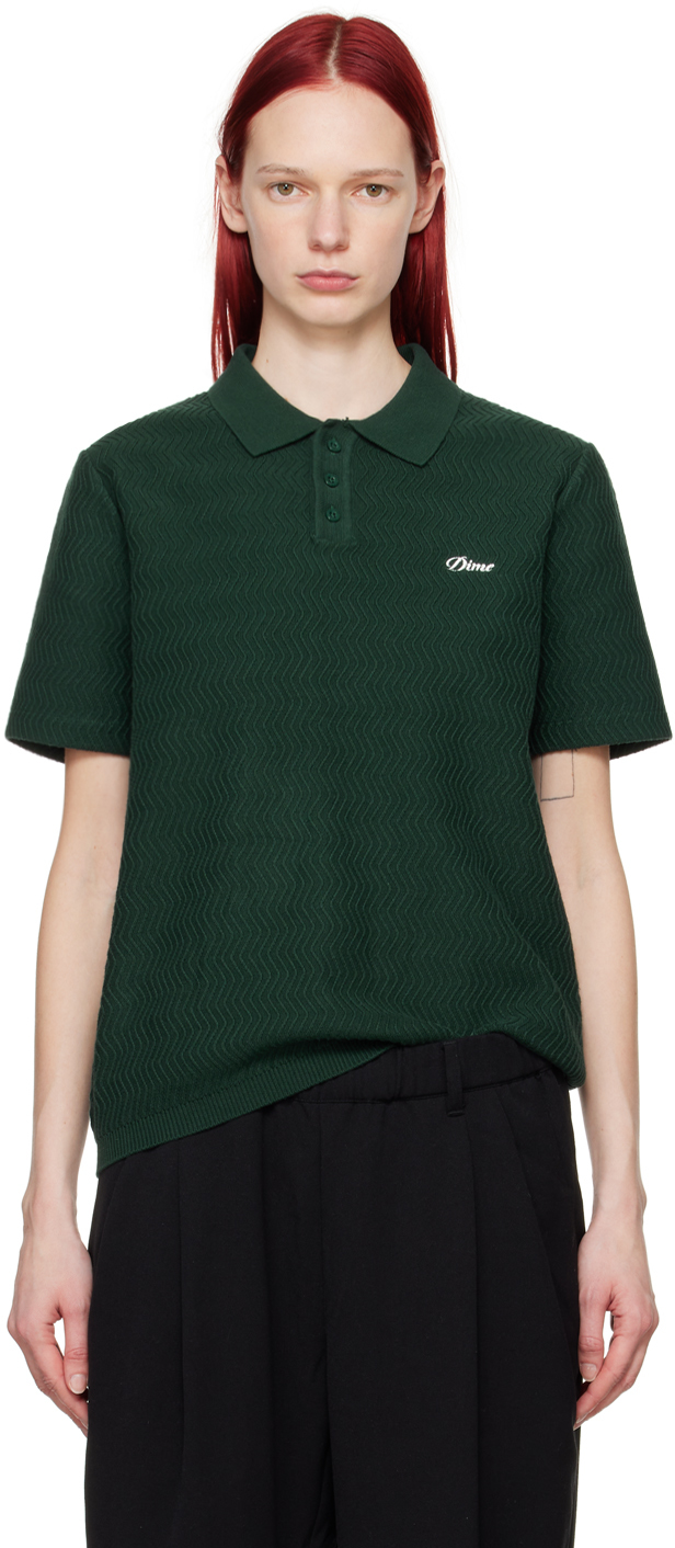Dime Green Wave Polo In Forest