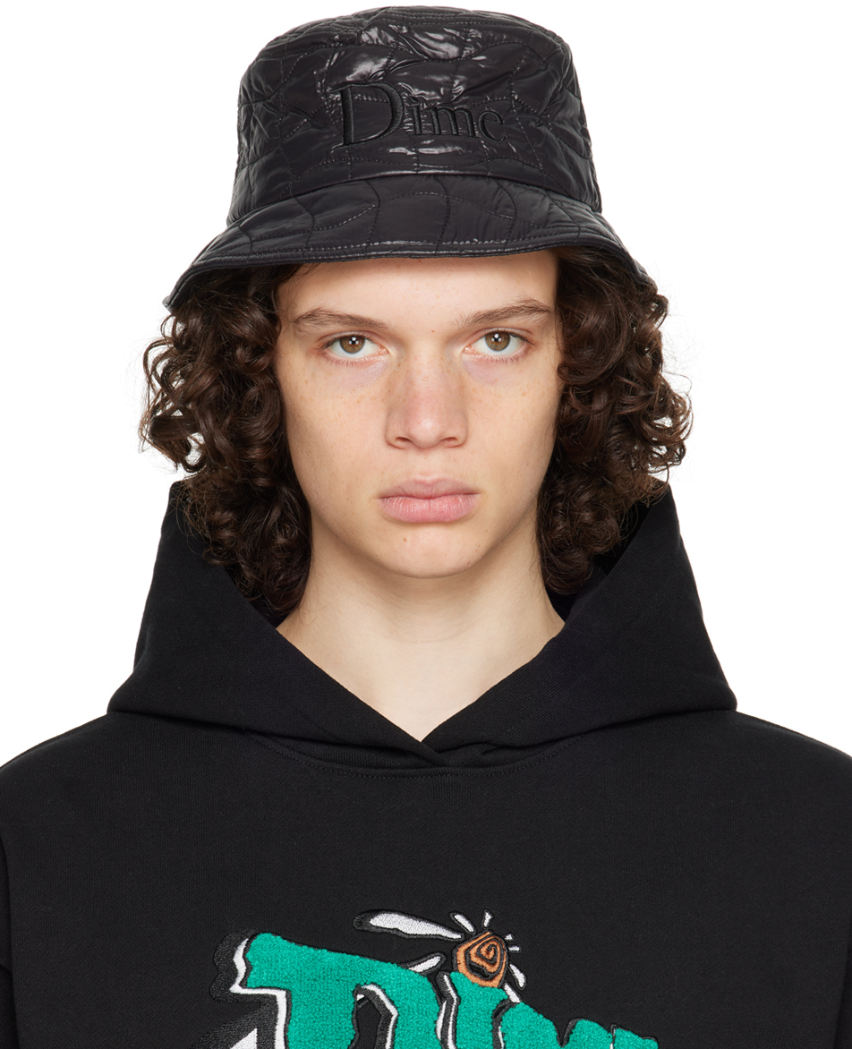 Black Quilted Outline Bucket Hat