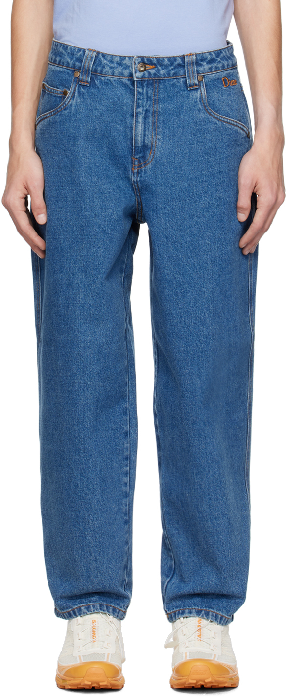 Dime Blue Baggy Jeans In Indigo Washed
