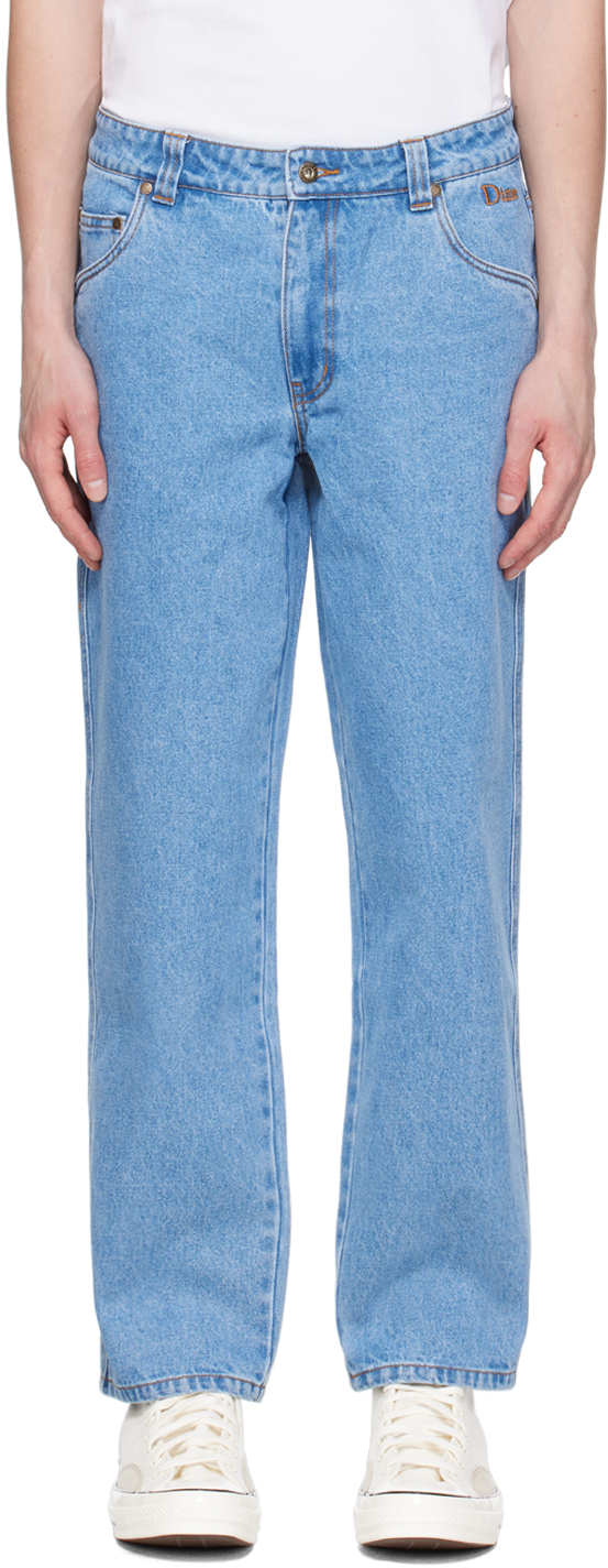 Shop Dime Blue Classic Relaxed Jeans In Blue Washed