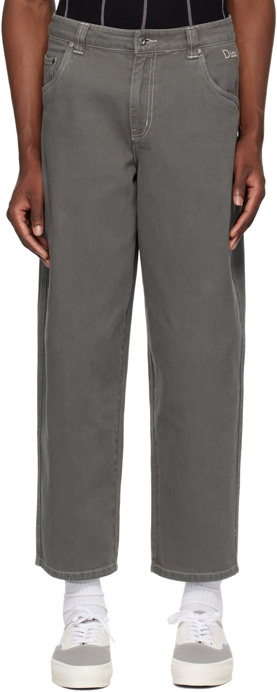 Shop Dime Gray Classic Baggy Jeans In Dark Gray