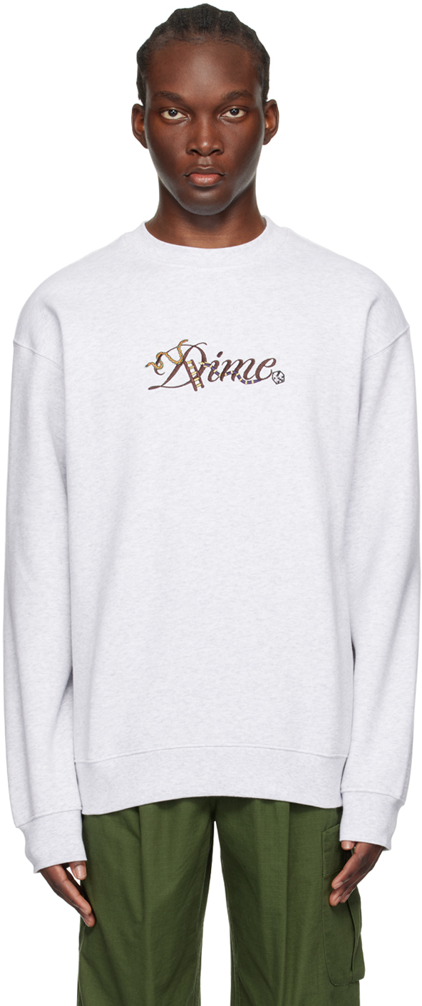 Dime Gray Cursive Snake Sweatshirt In Ash