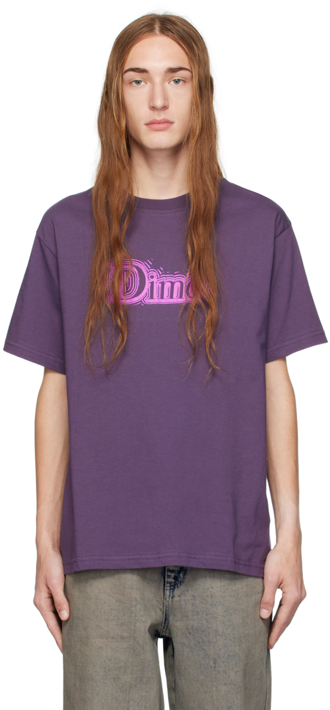 Dime Noize Logo-print Cotton-jersey T-shirt In Dark Purple