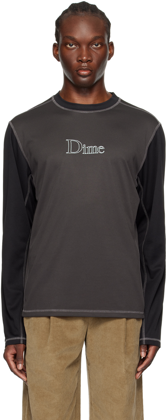 Dime Gray Athletic Long Sleeve T-shirt In Charcoal