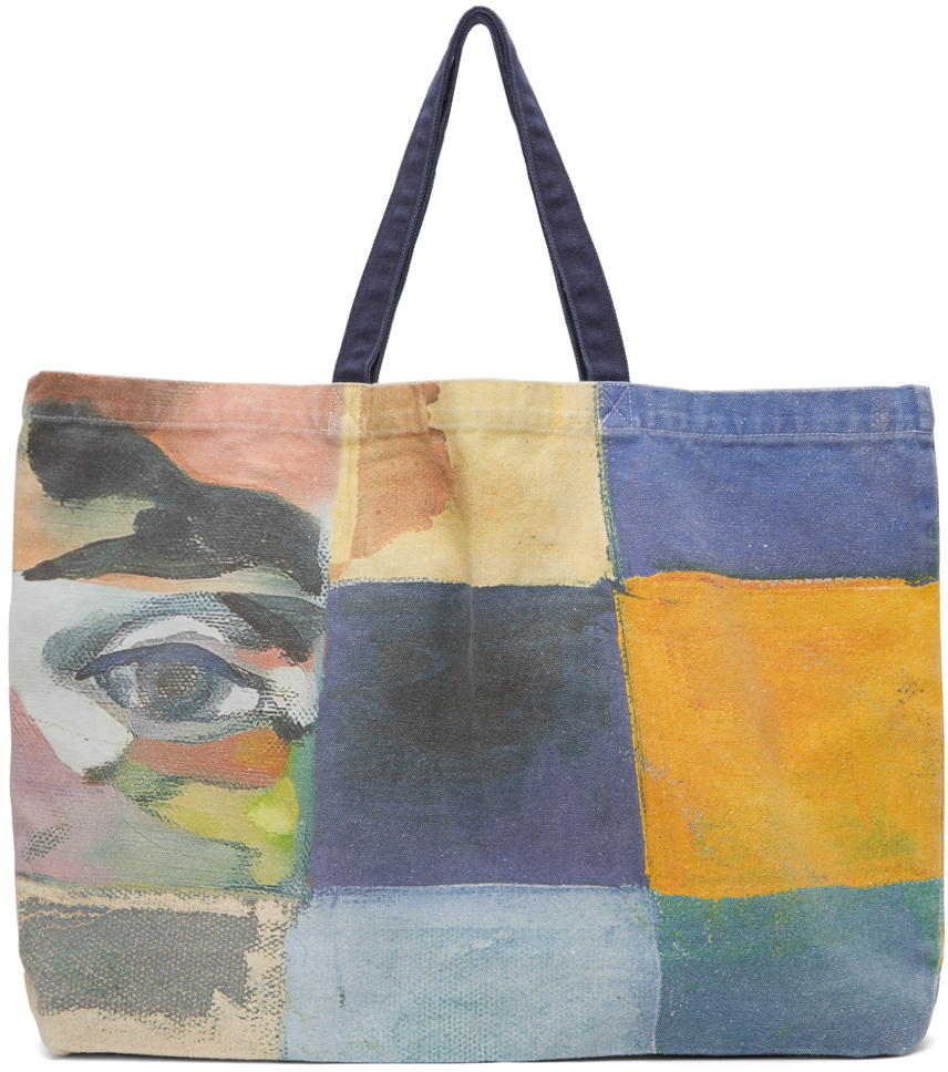 Multicolor Checkered Painted Printed Tote