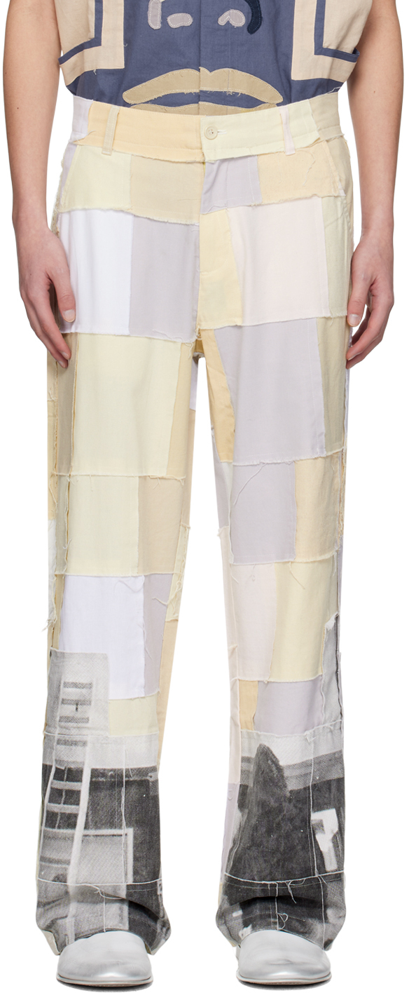 Beige Patchwork Trousers