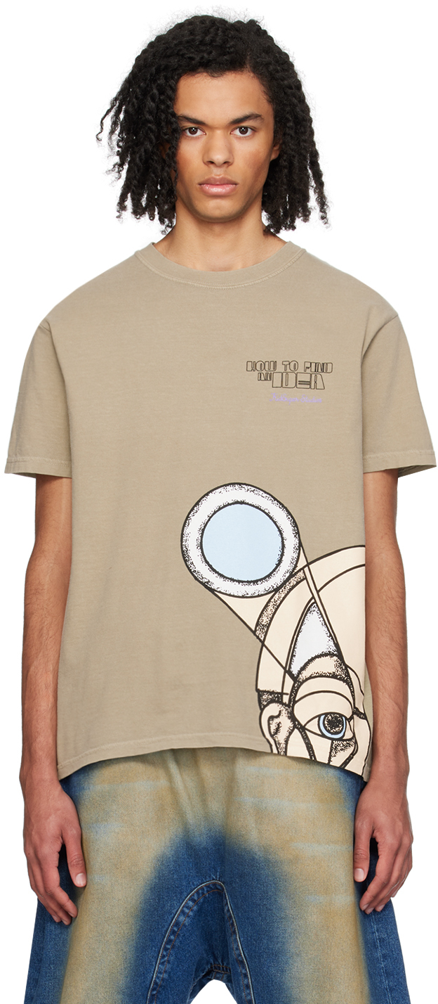 Kidsuper Khaki 'how To Find An Idea' T-shirt In Cream