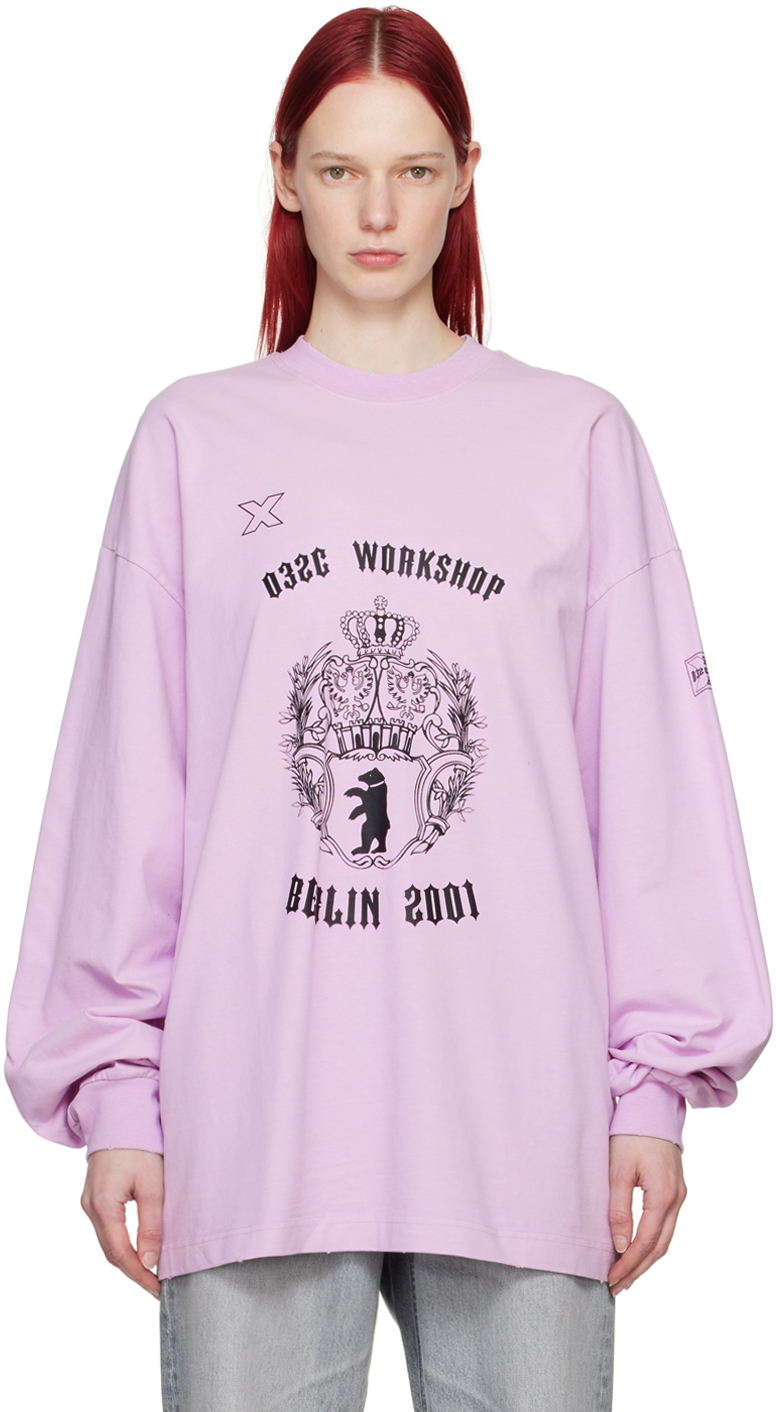 Shop 032c Purple Bär Long Sleeve T-shirt In Washed Lilac