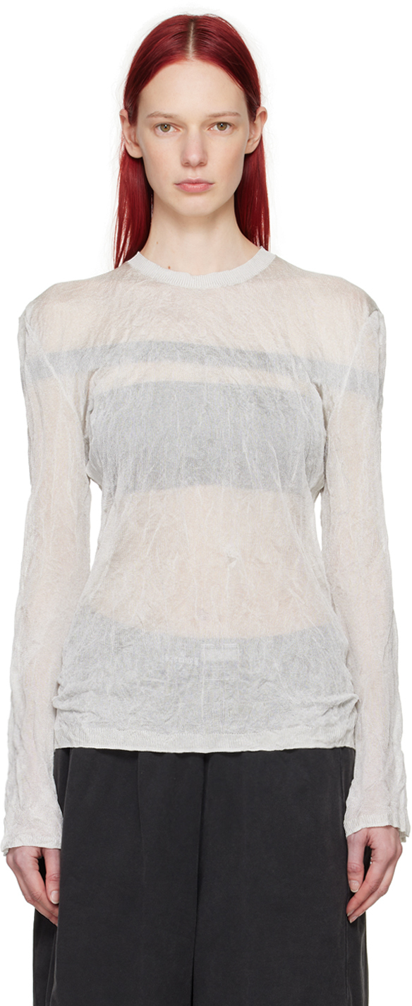 Shop 032c Gray Facelift Long Sleeve T-shirt In White