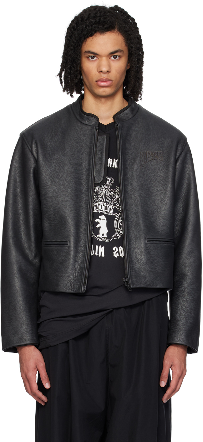 Shop 032c Black Attrition Leather Jacket