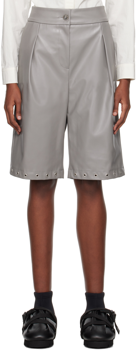 Gray Gardener Faux-Leather Shorts