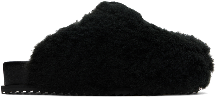 Yume Yume Black Truck Slide Slip-on Loafers In Furry Black