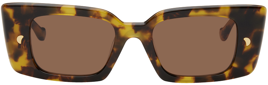 Shop Nanushka Brown Carmel Sunglasses In Dark Amber