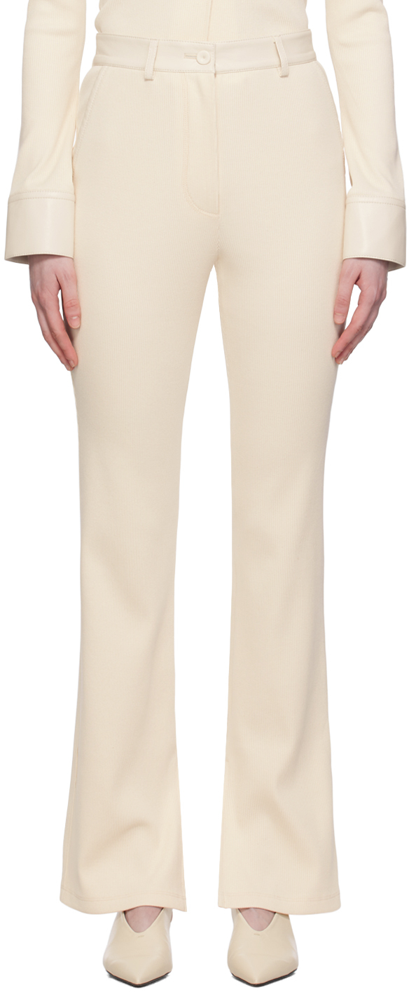 Shop Nanushka Off-white Mykas Trousers In Creme