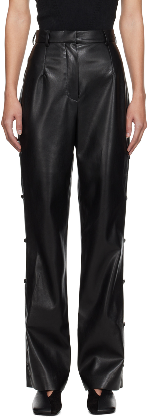 Nanushka Felina Straight Faux Leather Pants In Black