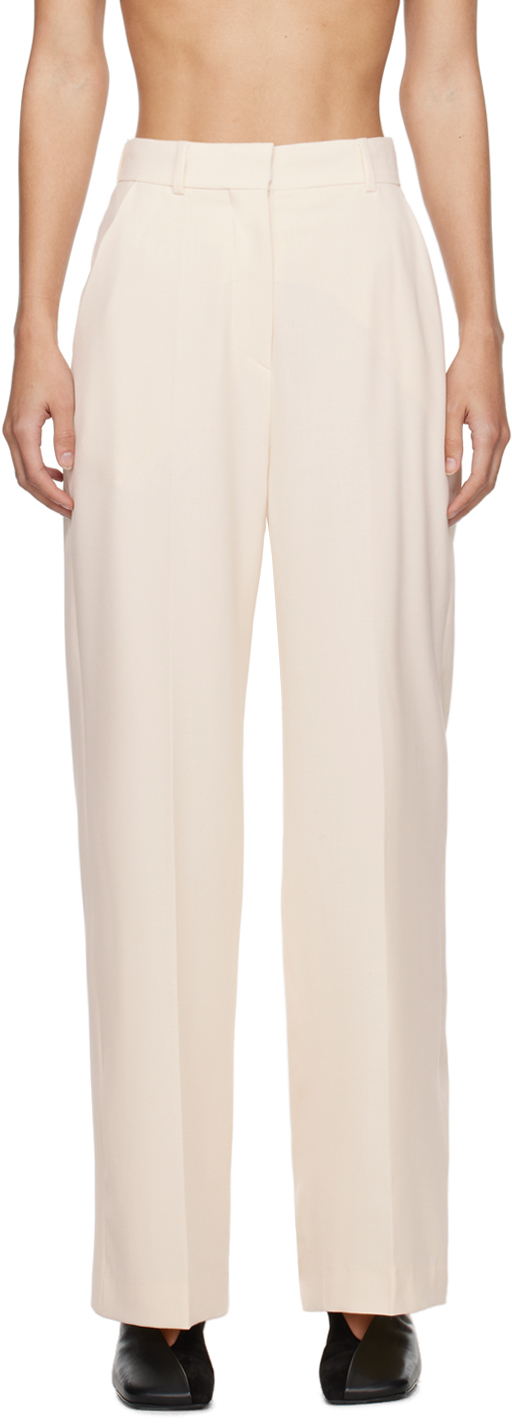 Shop Nanushka Off-white Lanai Trousers In Creme