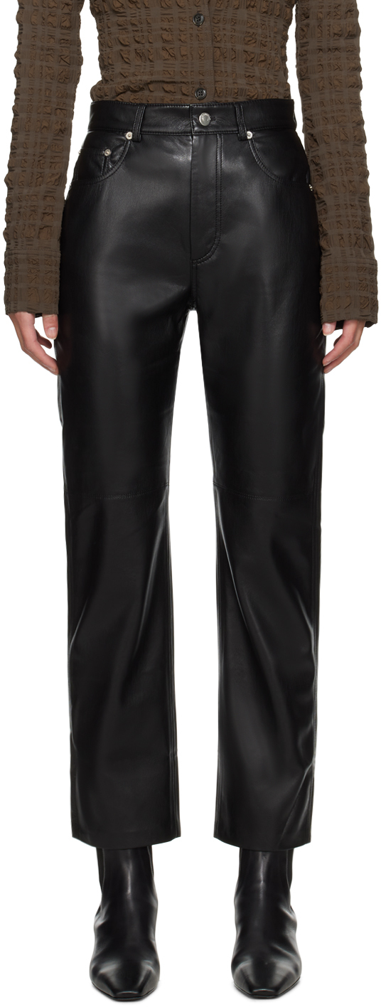 Black Vinni Vegan Leather Trousers