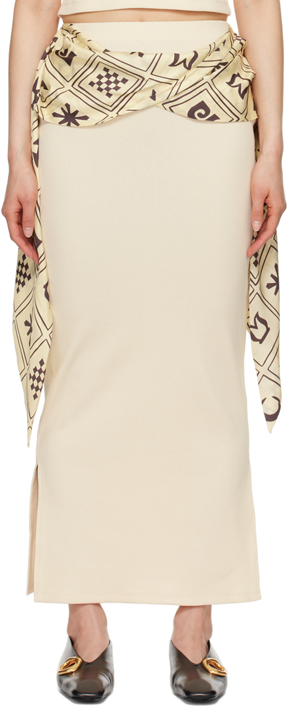 Shop Nanushka Off-white Maltha Midi Skirt In Creme