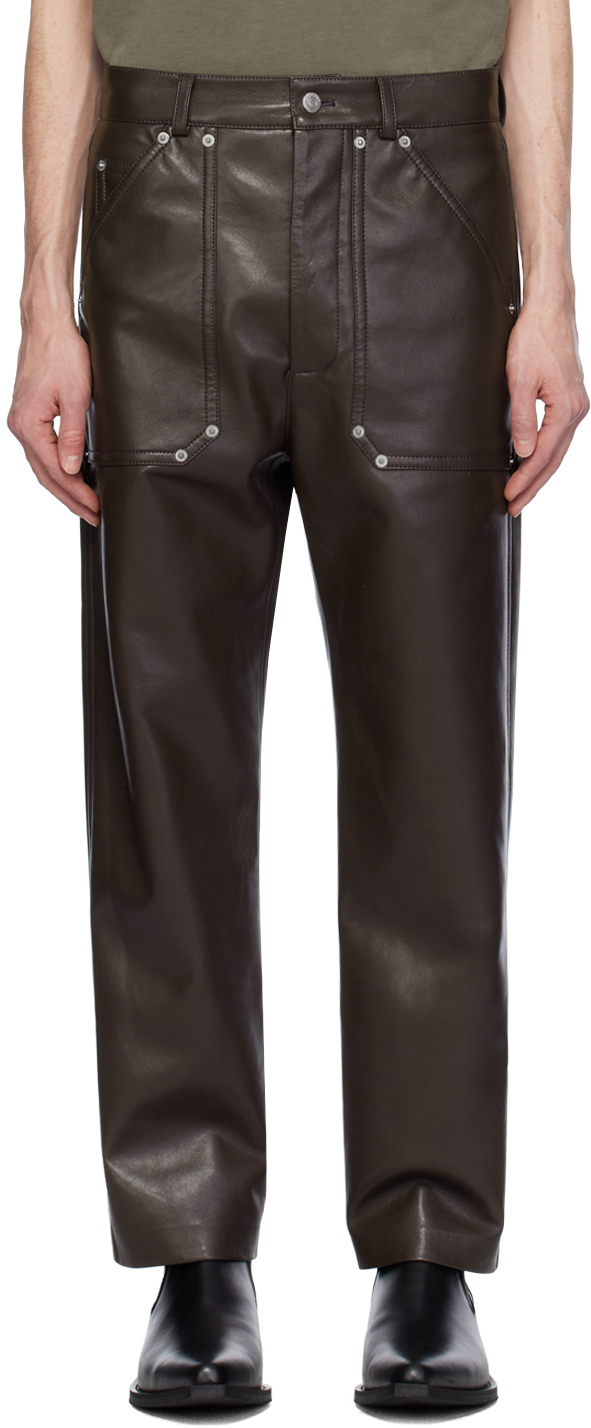 Brown Quido Regenerated Leather Trousers