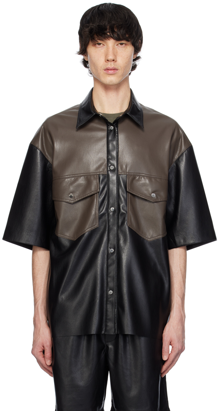 Black & Brown Mance Vegan Leather Shirt