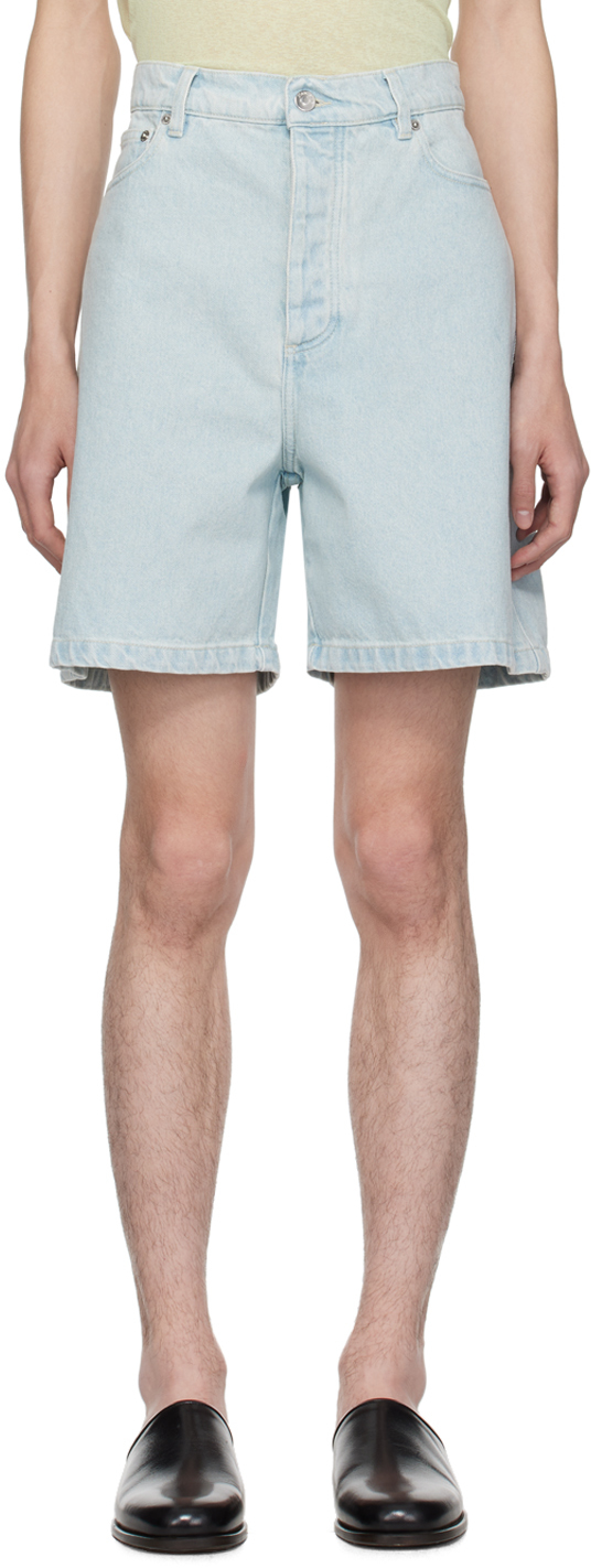 Shop Nanushka Blue Novan Denim Shorts In Sun Bleach