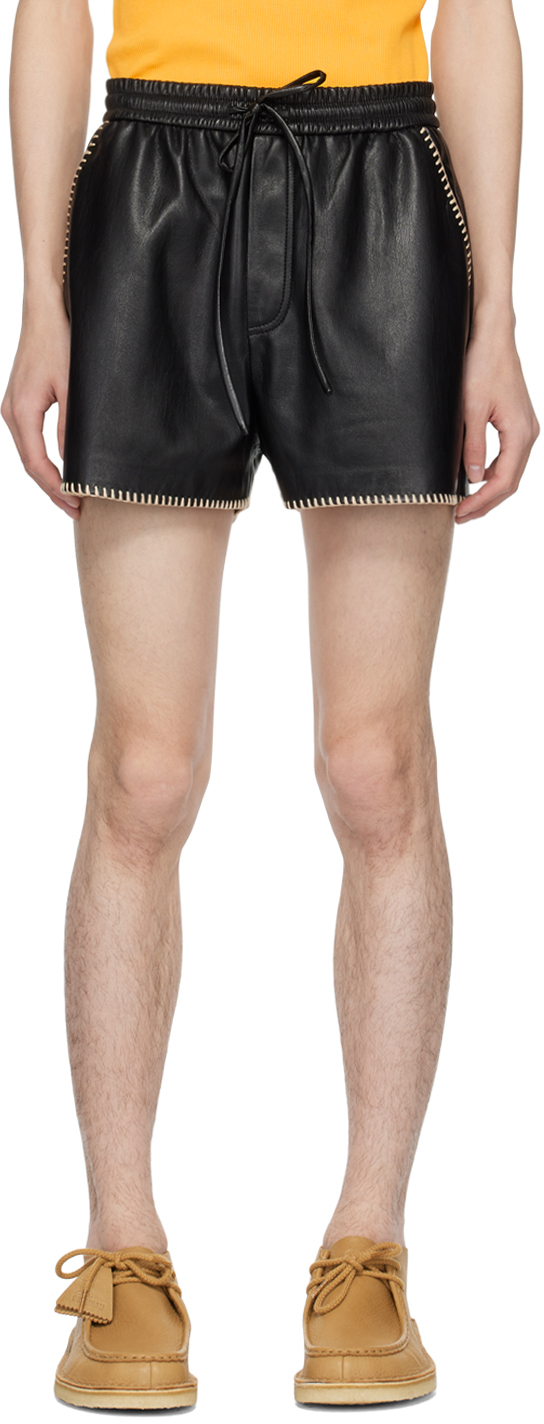 Black Amil Vegan Leather Shorts