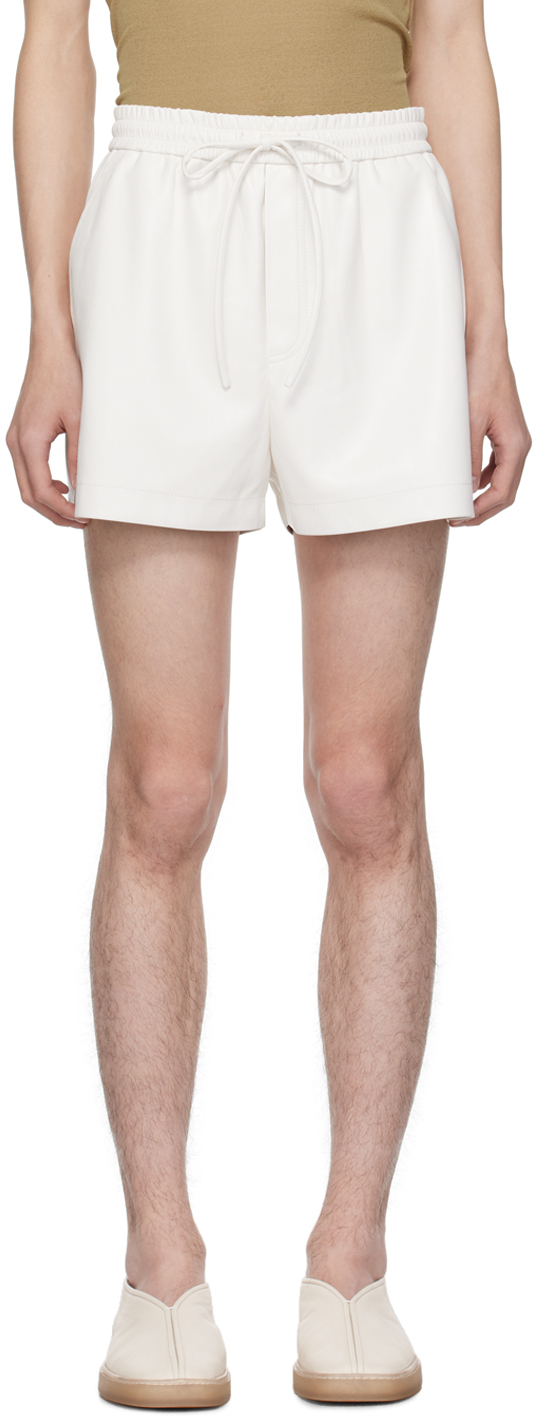 Shop Nanushka White Amil Vegan Leather Shorts