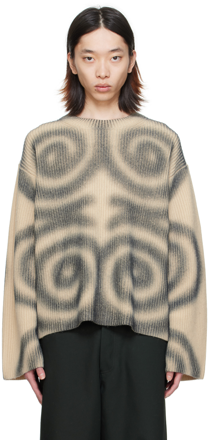 Nanushka Off-white & Black Maura Sweater In Spiral Creme/black