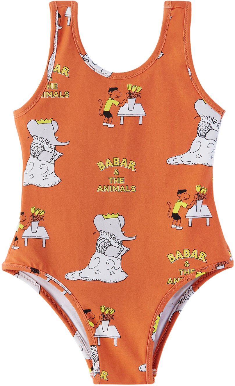 Kids Orange Trout One-Piece Swimsuit by The Animals Observatory