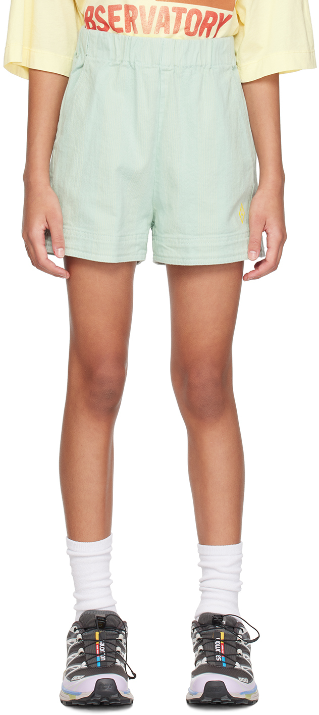 The Animals Observatory Kids Blue Monkey Shorts In Turquoise