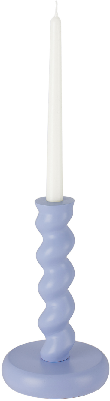 Polspotten Medium Twister Matte-finish Candle Holder In Light Blue