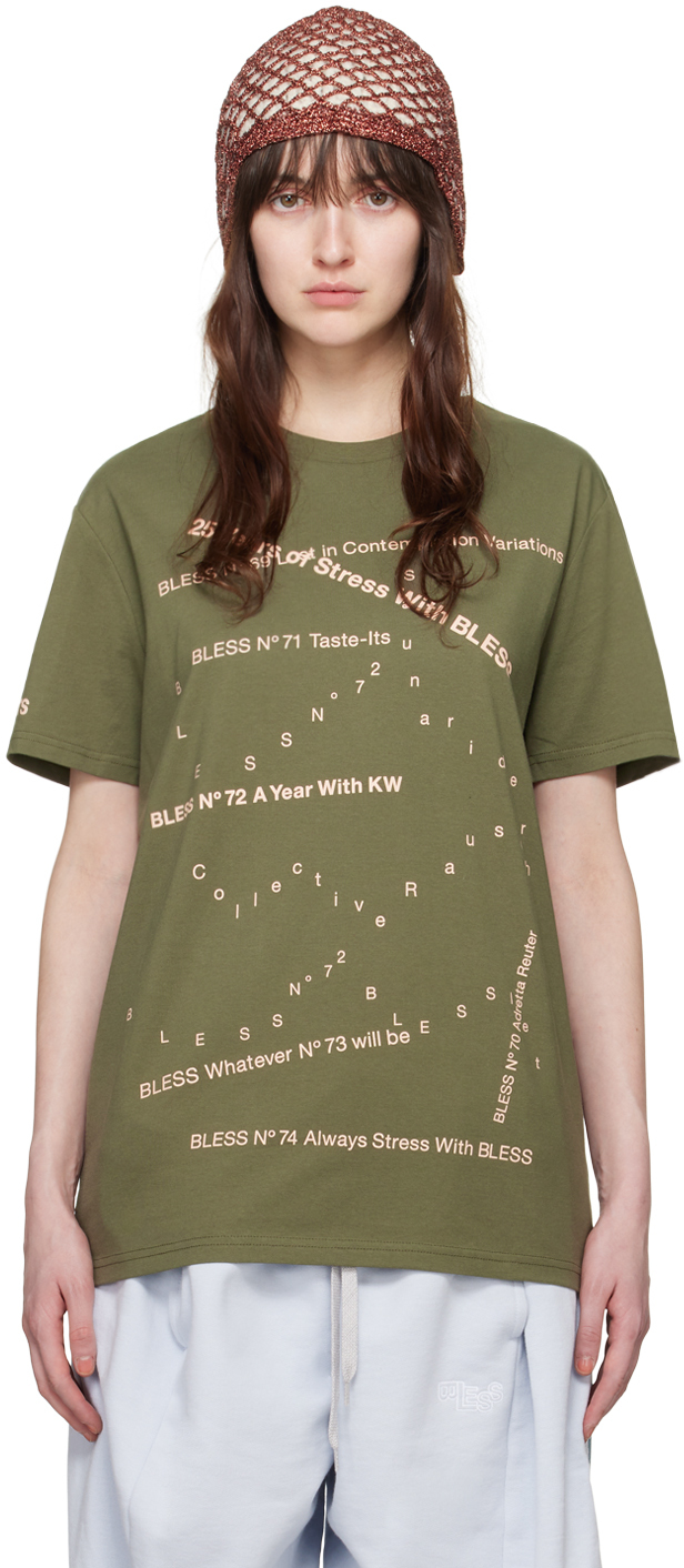Bless Green Multicollection Iv T-shirt In Olive/rose