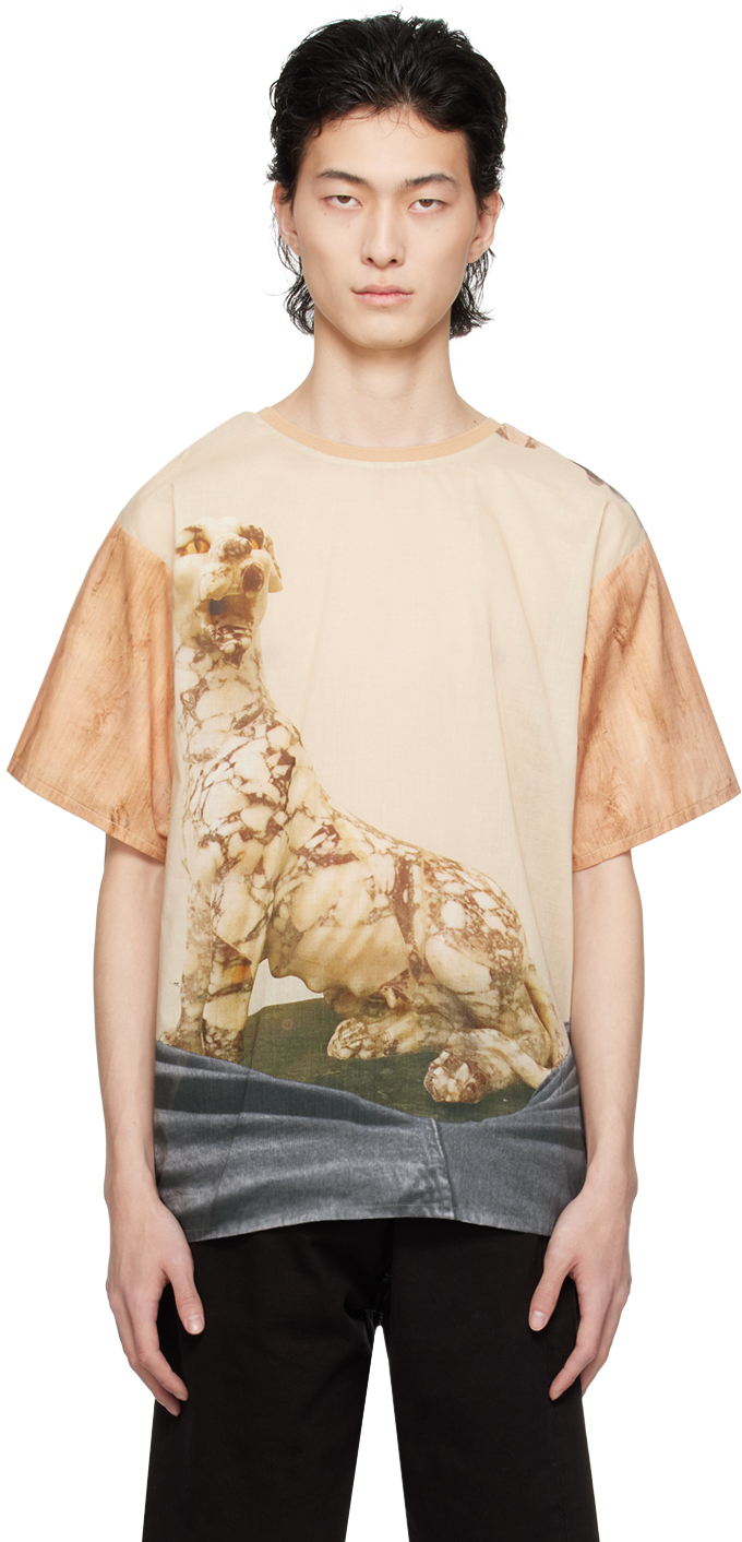 Bless Beige Dog Wood T-shirt In Marble Dog Wood