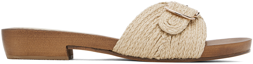 Shop Gabriela Hearst Beige Clover Slide Sandals In Crm Cream