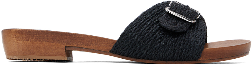 Shop Gabriela Hearst Black Clover Slide Sandals In Blk Black