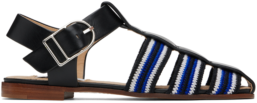 Shop Gabriela Hearst Black & Blue Calla Sandals In Bis Black Ivory Sapp