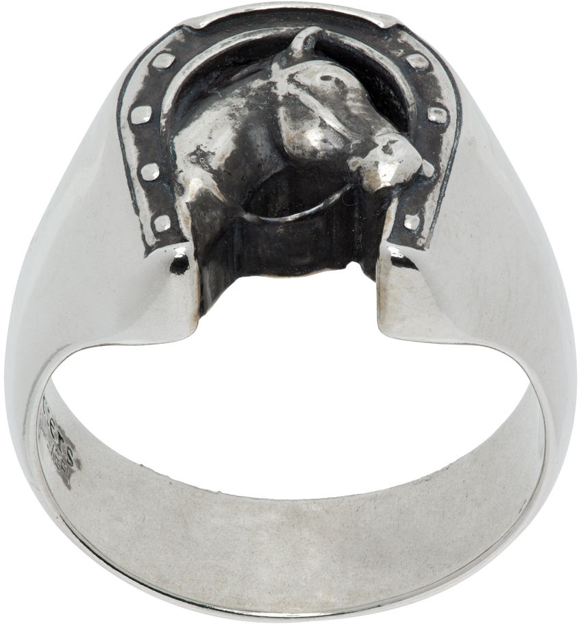 The Letters Silver 'horse & Horseshoe' Ring In Le0040