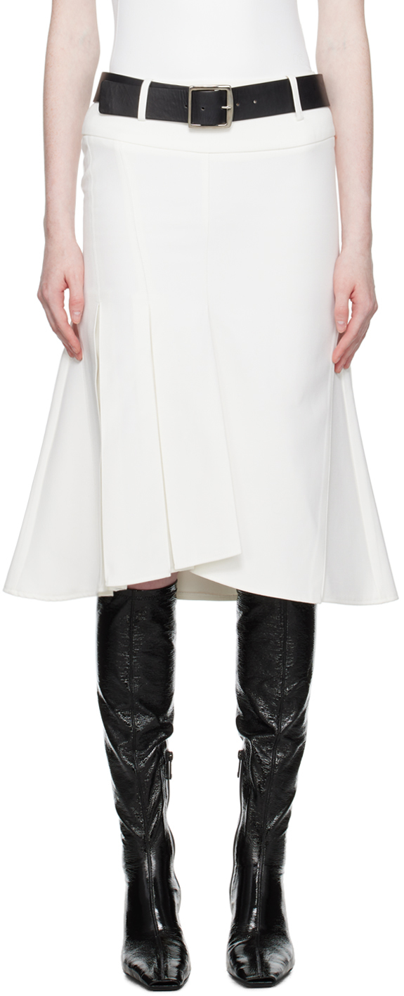 White Fishtail Midi Skirt