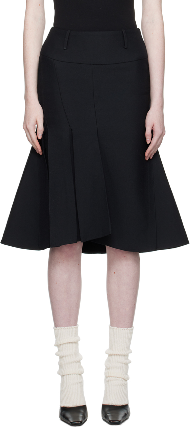Black Fishtail Midi Skirt
