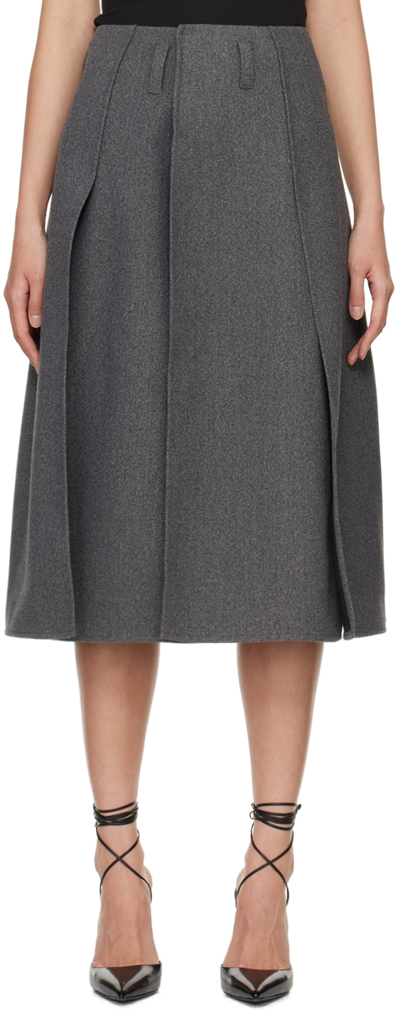Beaufille Gray Serra Midi Skirt In Heather Grey