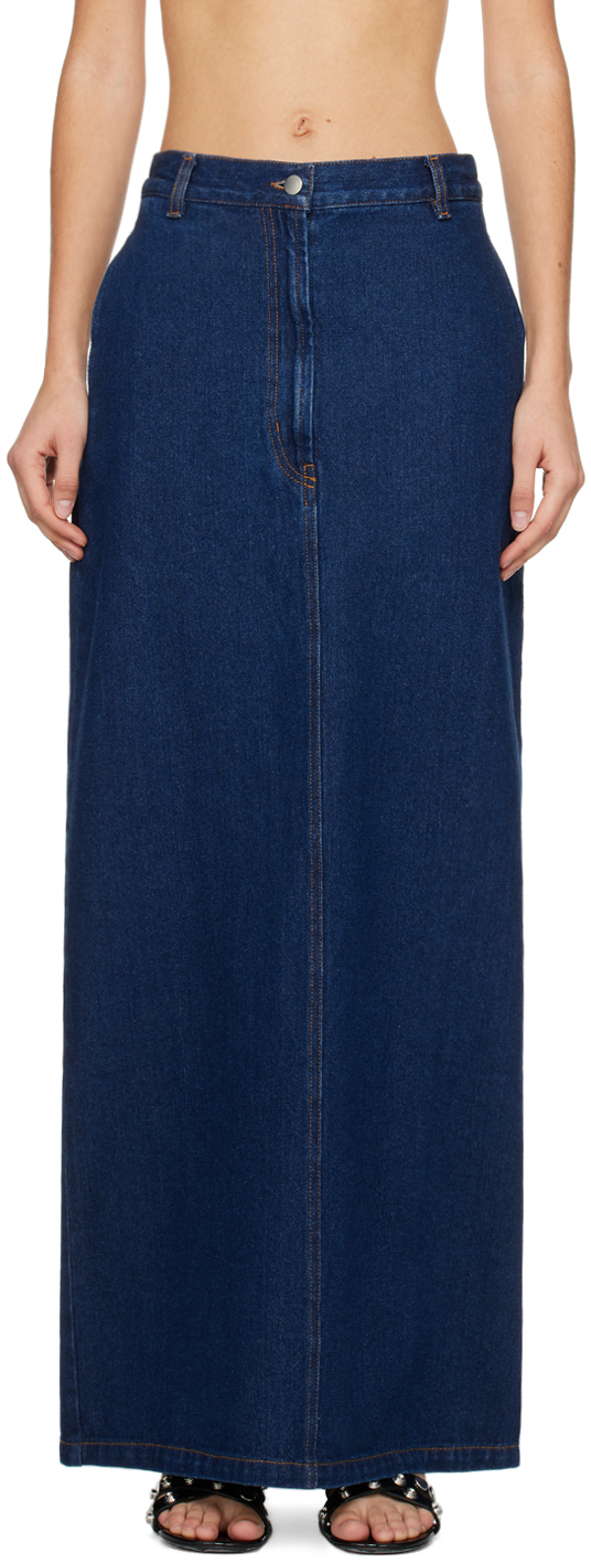 Shop Beaufille Blue Minter Denim Maxi Skirt In Blue Wash