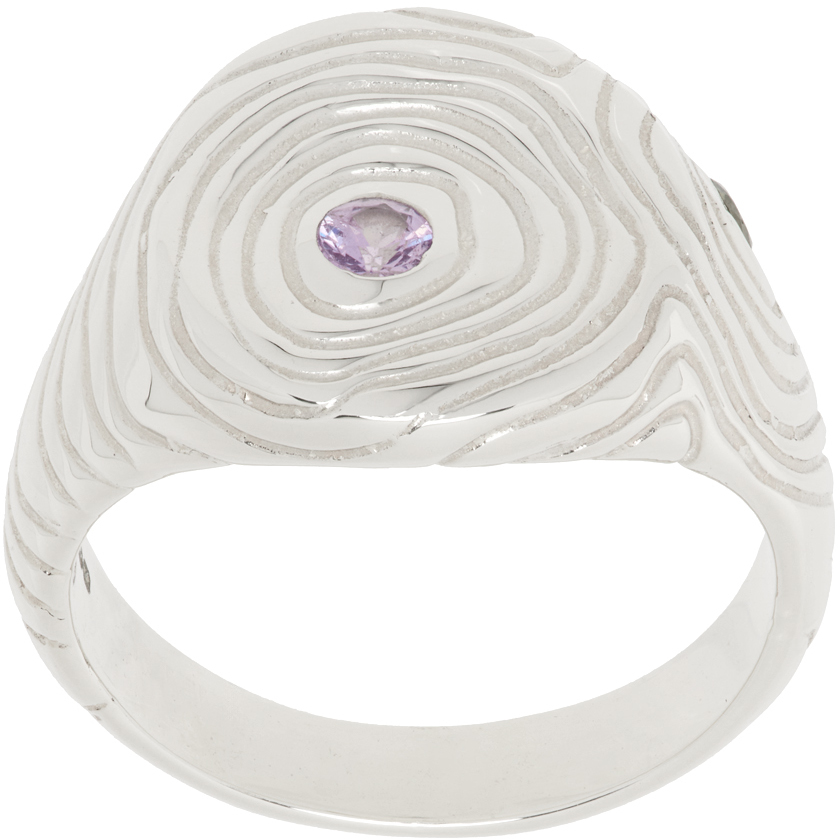 Shop Octi Silver Dendro Sapphire Signet Ring