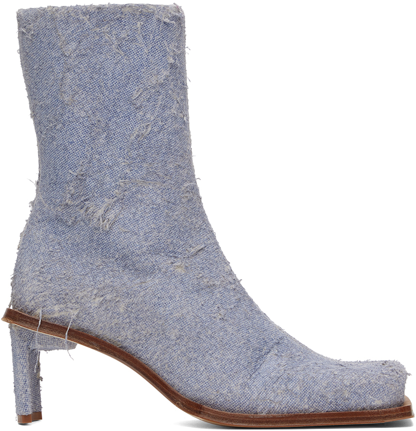 【関税込み】Miista ブルー デニム Brenda アンクルブーツ Blue Brenda Denim Ankle Boots by Miista on Sale
