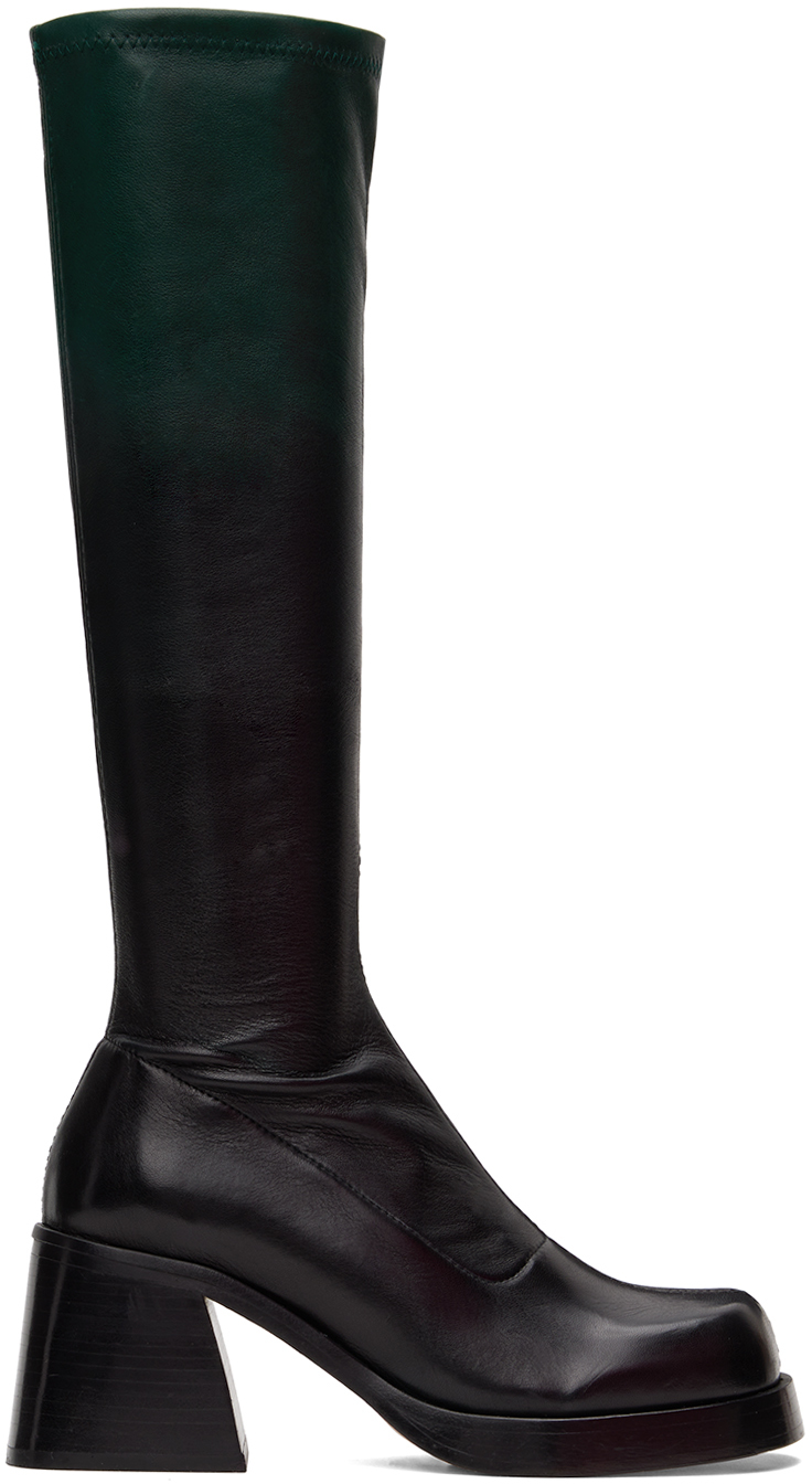 Shop Miista Green & Black Hedy Boots In Green Degrade