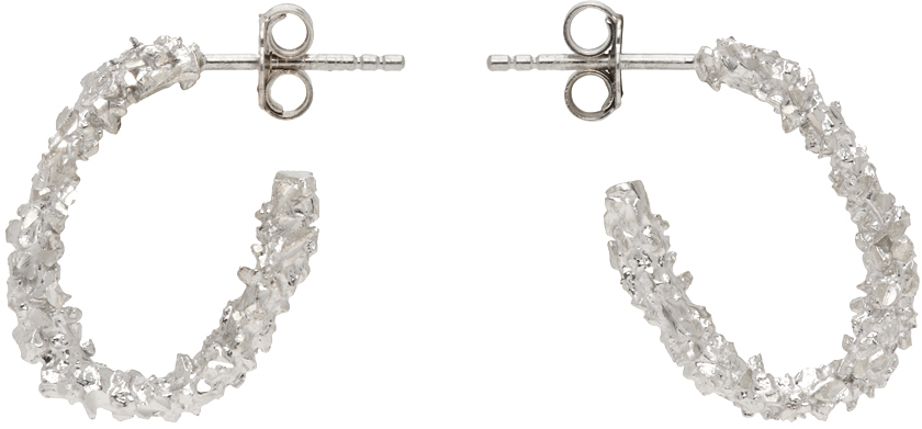 Veneda Carter Silver Small Open Hoop Earrings In Rhodium